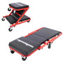 3-in-1 Rolling Mechanic Creeper Z Seat, Foldable Garage Chair Lay Down Sit Lean Back, Under Car Shop Auto Repair, Red Black Mechanic Creeper