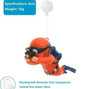 Low Maintenance Aquarium Decor, orange scuba diver toy for fish tank, 6cm, with floating white ball.