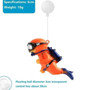Orange scuba diver fish toy with headlamp, part of Aquarium Decorations, floating with transparent control line.