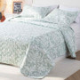 Kasentex Lightweight Botanical Green Floral Quilt Set - Light All Season Bedding, Room Decor, Graduation Gifts by Kasentex