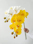White and yellow orchids for home decor, realistic faux Phalaenopsis flowers in a long stem arrangement.