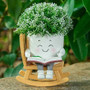 Funny Flower Pot Teacher Appreciation Gift Cute Chair Flower Pot Smile Face Planter Set for Indoor Outdoor Plants by DSERS