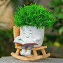 Funny Flower Pot Teacher Appreciation Gift Cute Chair Flower Pot Smile Face Planter Set for Indoor Outdoor Plants by DSERS