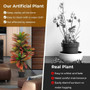 Artificial Croton Plant 40 Inch Fake Tree in Pot Colorful Variegated Leaves Indoor Outdoor Home Office Decor by DSERS