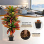 Artificial Croton Plant 40 Inch Fake Tree in Pot Colorful Variegated Leaves Indoor Outdoor Home Office Decor by DSERS
