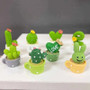 4Pcs/set Resin Succulent Cactus Mini Green Plant Bonsai Small Tree Pot Car Office Home Living Room Decoration Wedding Party