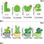 Four mini resin succulent cacti in pots, Artificial Plants, green, various shapes, smiling faces, decorative items.