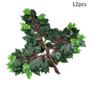12pcs Artificial Ficus Leaves, Home Wedding Party Scene DIY Simulation Plant Decor Accessory, green and dark foliage