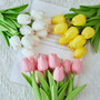5 Pieces Tulips Artificial Flowers Bunch Home Decor Real Touch Tulip Flowers for Decoration Wedding Bridal Bouquet Fake Flowers by DSERS