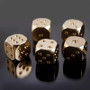 OFS Brass Copper Dice Set, 15mm, golden colored, six-sided gaming accessories for Mahjong and bars.