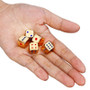 Golden silver colorful metal dice set, 5PCS DurableMetalDiceSet, in a hand, for gaming RPG tabletop D&D.