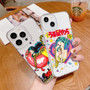 Hatsune Miku iPhone case, white phone case with colorful anime design and Japanese text on back.