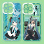 Hatsune Miku Samsung Galaxy phone case with vibrant teal anime design on green background dual view.
