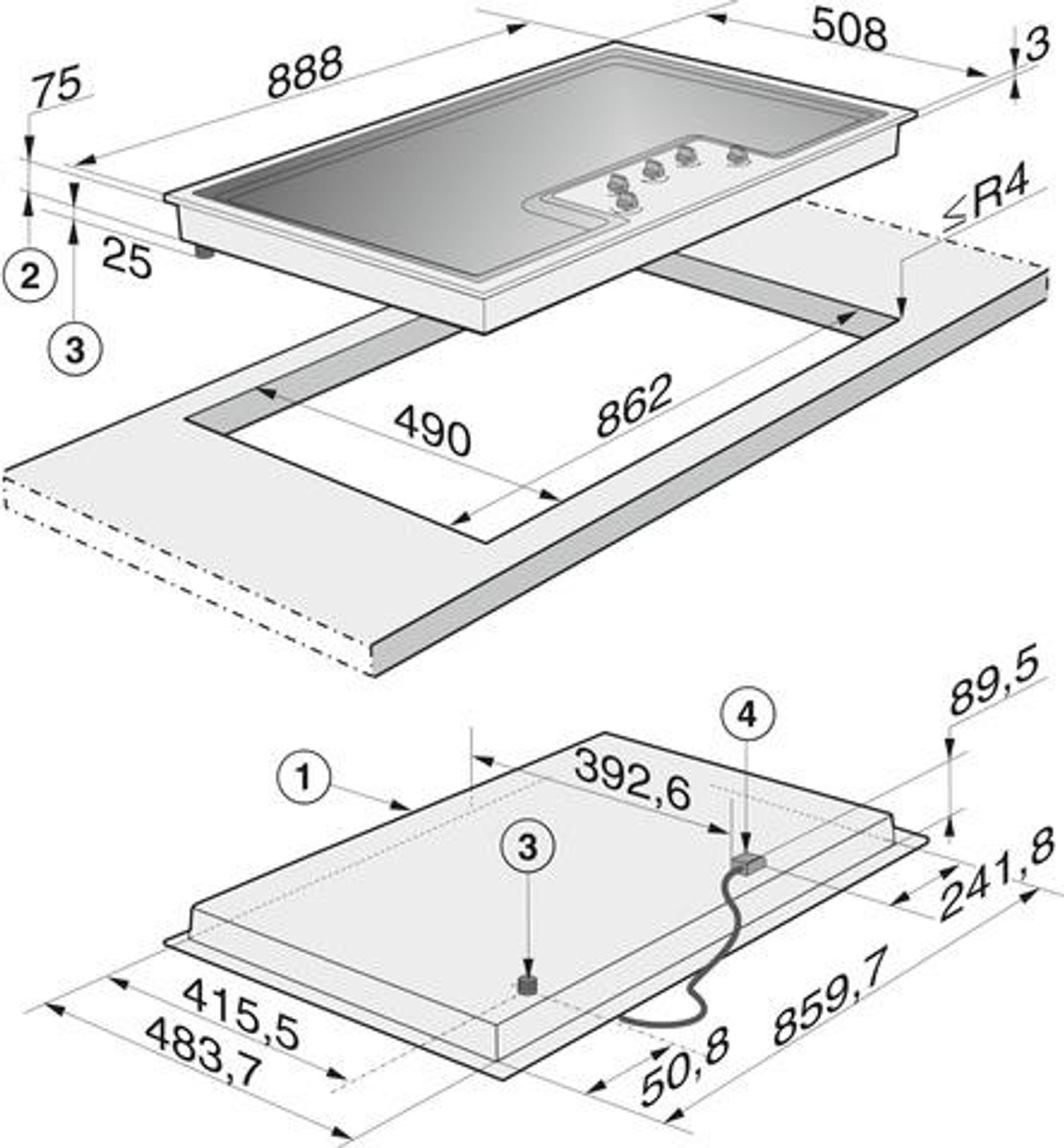 Miele 90cm Stainless Steel Gas Cooktop With Dual Wok Burner KM2354G