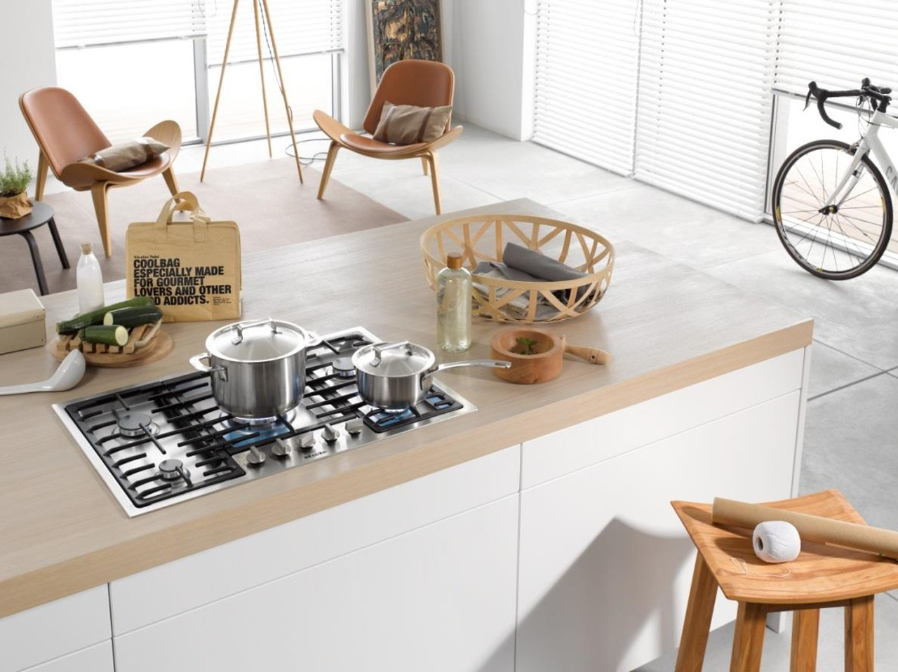 Miele 90cm Stainless Steel Gas Cooktop With Dual Wok Burner KM2354G