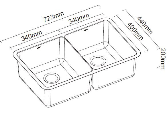 Abey Lucia Double Bowl Sink - LUA200 - Berloni Appliances