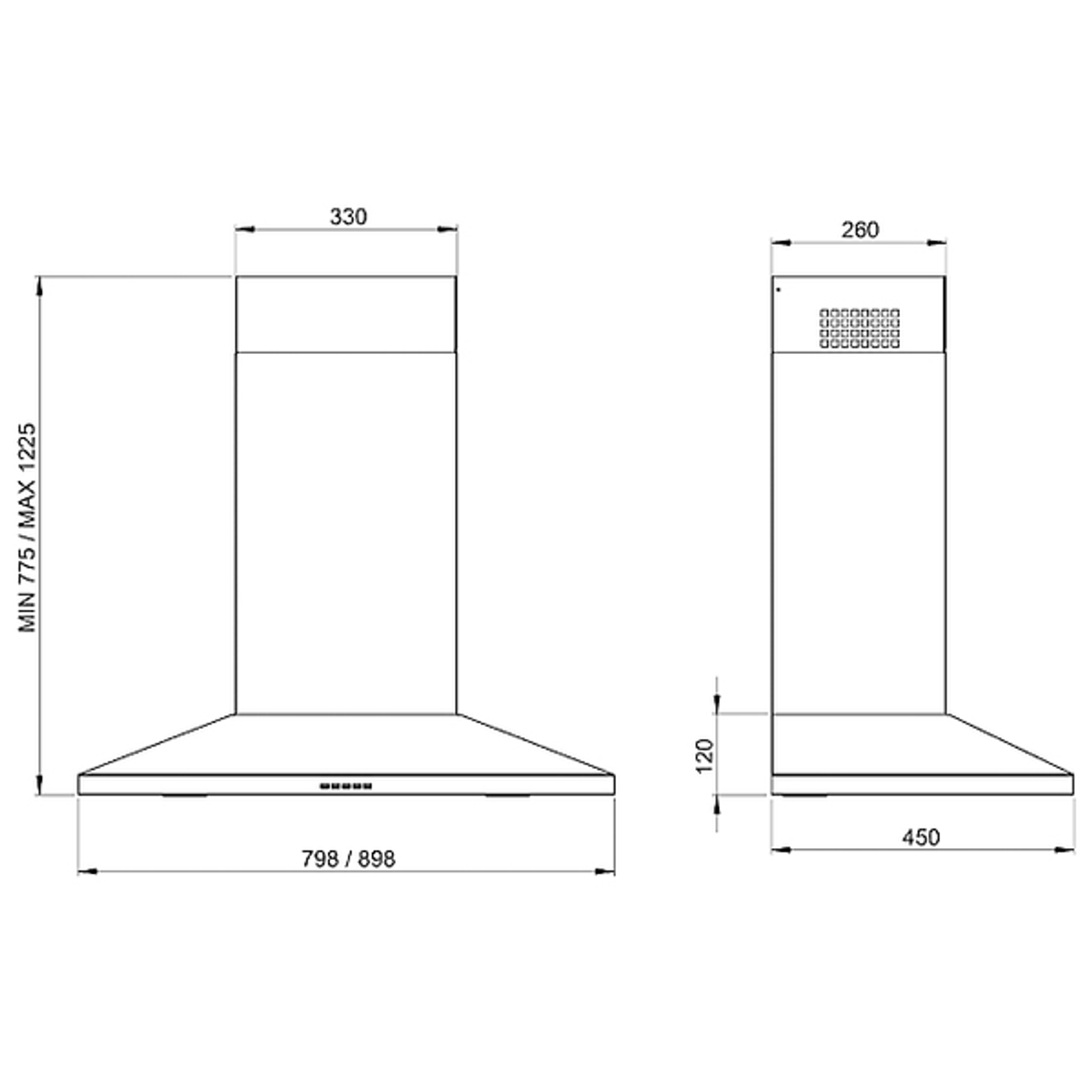 80cm canopy rangehood