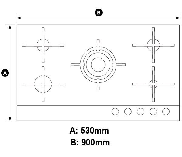 Fisher & Paykel 90cm Series 9 Black Glass 5 Burner Natural Gas Cooktop CG905DNGGB4 Berloni