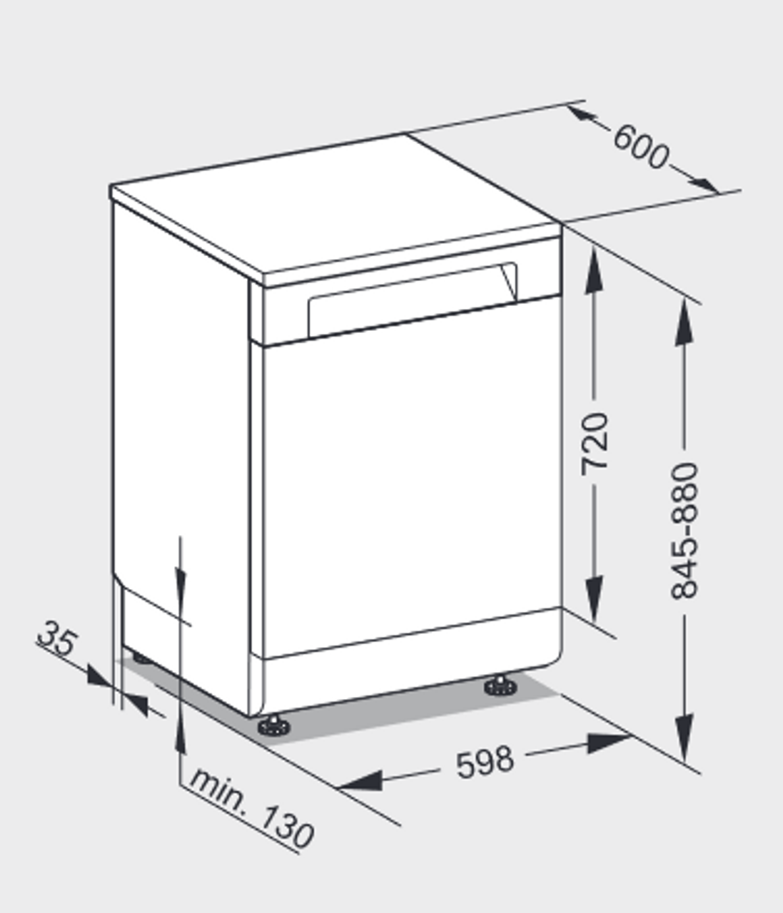 Miele store dimension dishwasher