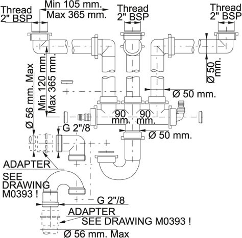 Franke Spazio Plumbing Kit - Creates Space Below Sinks - PK945