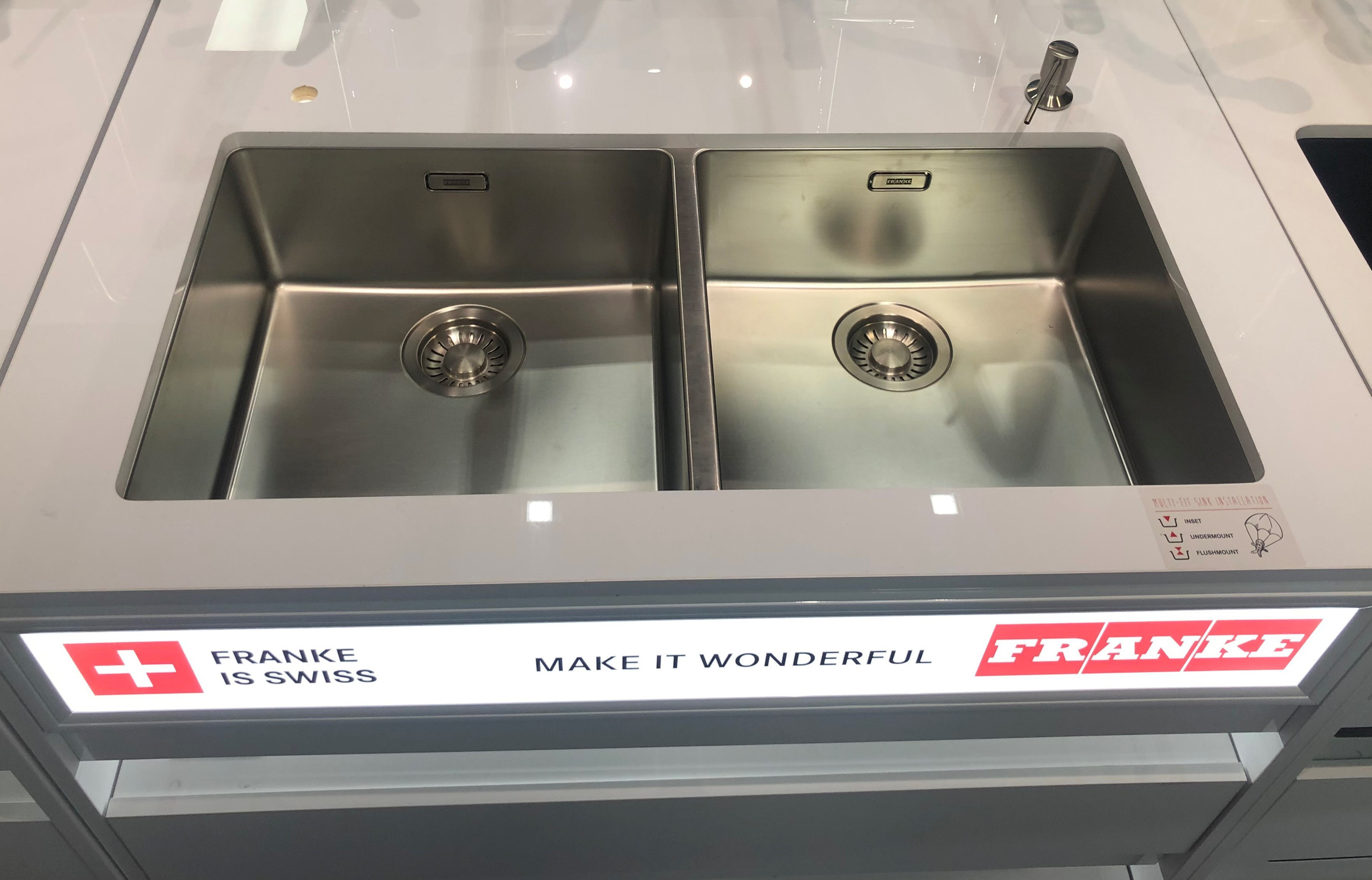 FRANKE MARIS DOUBLE BOWL STAINLESS STEEL SINK MRX22040/40