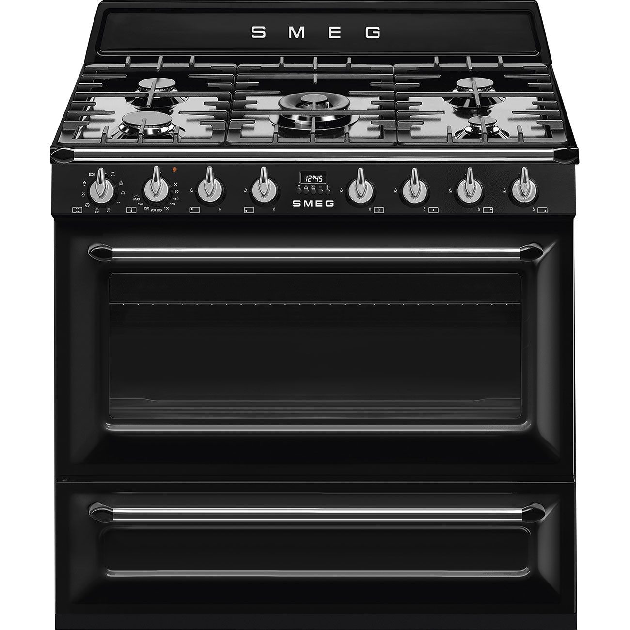 Smeg 90cm Victoria Black Dual Fuel Freestanding Oven TRA90BL2 Berloni Appliances