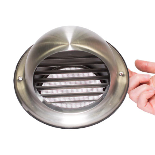Sirius 200mm Stainless Steel External Fixed Louvre Range Hood Wall Vent With Dome Rain Guard - Sirius 200mm Stainless Steel External Fixed Louvre Range Hood Wall Vent With Dome Rain Guard -
