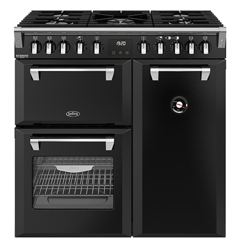 Belling 90cm Black Richmond Deluxe Dual Fuel Freestanding Oven - Split Ovens - BRDX90DFBL