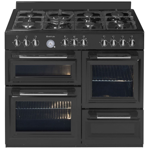 Artusi 100cm Black Dual Fuel Freestanding Oven - AFGR1047B Artusi 100cm Black Dual Fuel Freestanding Oven - AFGR1047B