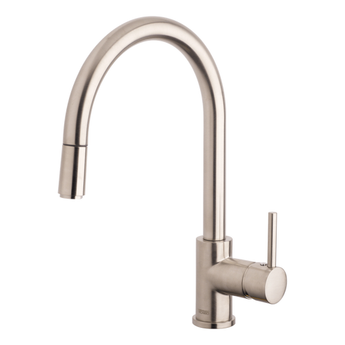 Armando Vicario Brushed Nickel Gooseneck Pull-Out Tap - Made In Italy - SK5-AV-BN-LF (Lead Free)