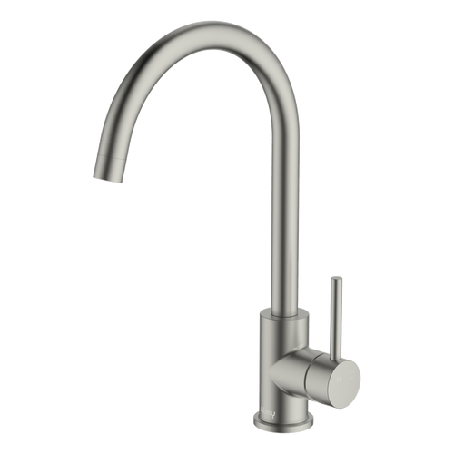 Abey Gareth Ashton Lucia Brushed Nickel Gooseneck Swivel Tap (Lead Free) - 3K4-BN-LF