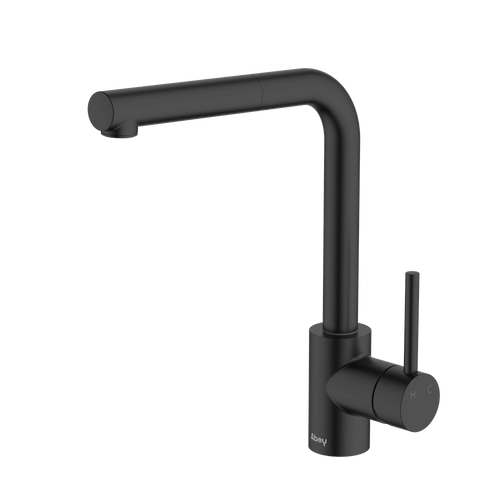 Abey Gareth Ashton Black Lucia Square Pull-Out Tap with Sidelever (Lead Free) - 3K6-B-LF