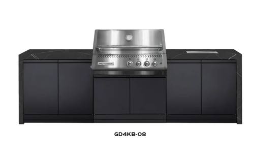 Crossray Stainless Steel / Black Premium XPlor Outdoor Kitchen With Sink - GD4KB-08