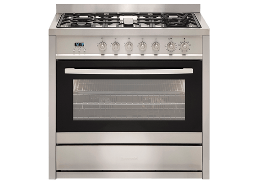Euromaid 90cm Stainless Steel Electric Freestanding Oven With Gas Cooktop - 5 Burner - EGE9TS