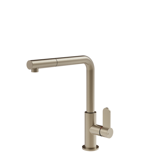 Gessi Brushed Nickel Helium Right Angle Round Pull Out Mixer - 50103#149