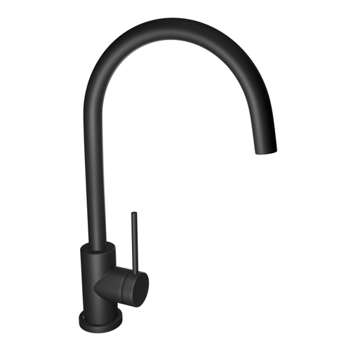 Castano Black 6 Star Amalfi Round Pin Gooseneck Sink Mixer- AMSIB