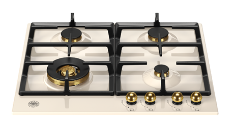 Bertazzoni Heritage 60cm Ivory & Gold Natural Gas Cooktop with Lateral Wok Burner - P604LHERAG