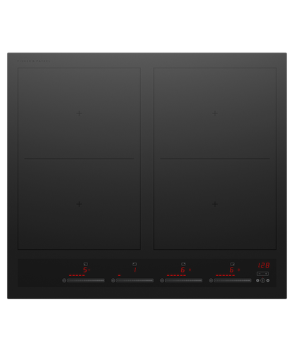 Fisher & Paykel 60cm Black Glass 4 Zone Induction Cooktop - Series 7 - CI604ZZDTB5(D-A)