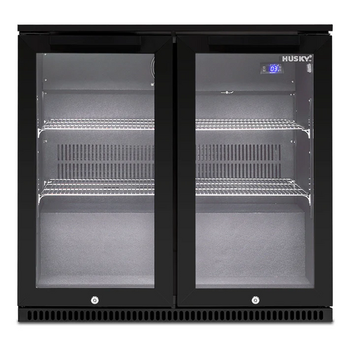 Husky 190L Black Double Glass Door Alfresco Drink Chiller With Anti-Condensation - ALFC2BLK840ELB