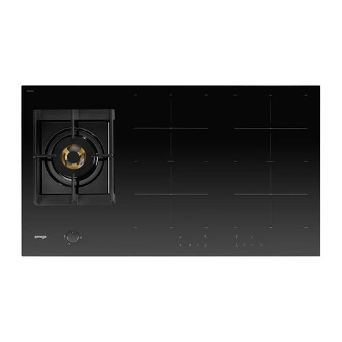 Omega 90cm Black Hybrid Gas / Induction Cooktop - OCIG905B