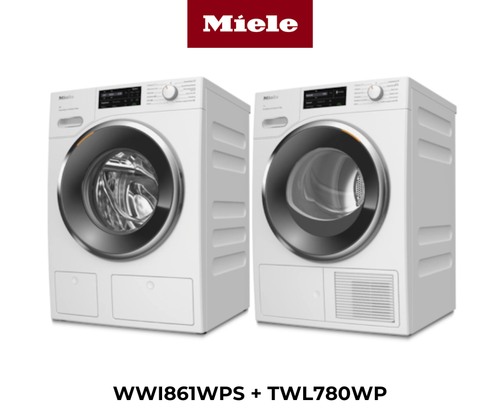 Miele 9Kg Front Loader Washer + Heat Pump Dryer Pack - WWI861WPS+TWL780WP