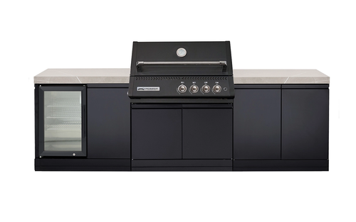 Crossray Black / Black  Classic XPlor Outdoor Kitchen With Single Fridge - GD4BLKKG-03