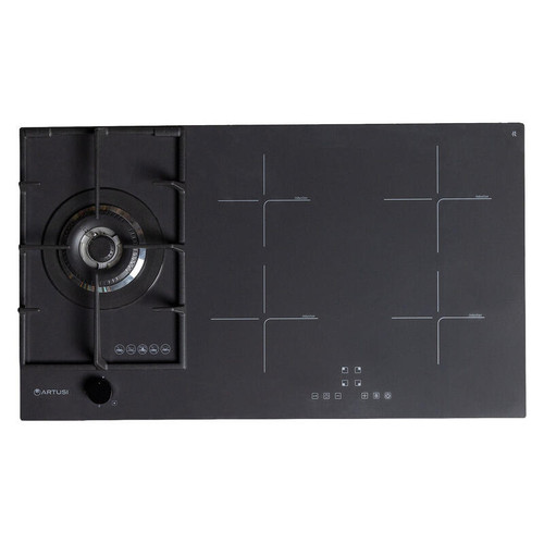 Artusi 90cm Nano Matte Black 4 Zones Induction + Gas Wok Hybrid Cooktop - AIG9410NB
