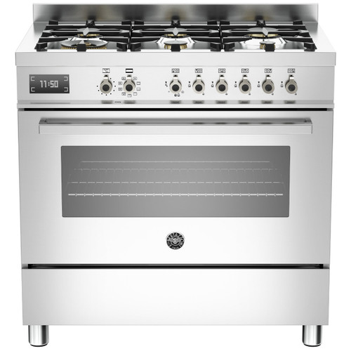 Bertazzoni 90cm Professional Series Stainless Steel Dual Fuel Freestanding Oven - 6 Burner - PRO906MFESXT - EX DISPLAY (7394)