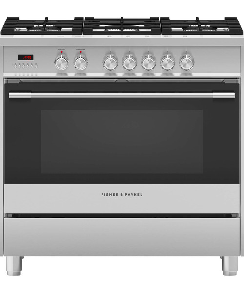 FISHER & PAYKEL 90CM STAINLESS STEEL FREESTANDING DUAL FUEL COOKER- OR90SCG1X1