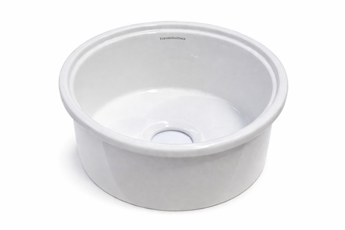Turner Hastings Cuisine Round 47 White Gloss Fine Fireclay Inset/Undermount Sink - CUR47FS