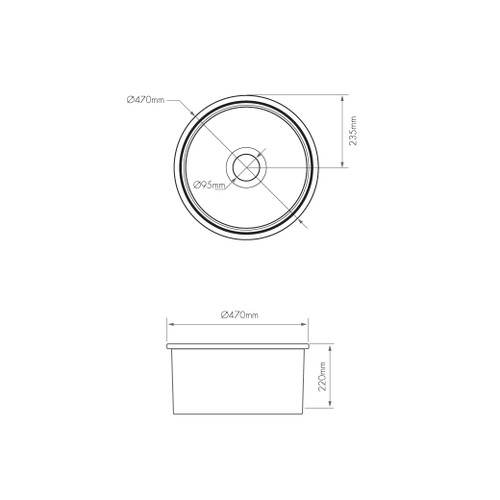 Turner Hastings Cuisine Round 47 White Gloss Fine Fireclay Inset/Undermount Sink - CUR47FS