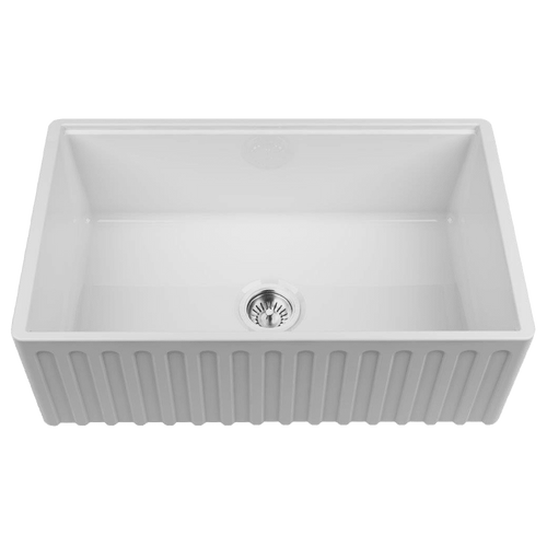 Chambord Legrande 838mm White Fireclay Large Single Bowl Reversible Sink - LEGRANDE-3W Chambord Legrande 838mm White Fireclay Large Single Bowl Reversible Sink - LEGRANDE-3W