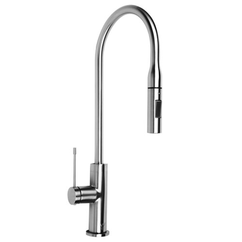 Artusi Brushed Nickel Gooseneck Pull-Out Tap With Spray - ASM201X