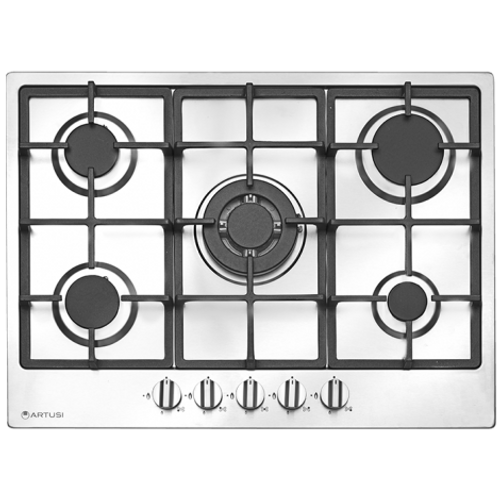 Artusi 70cm Stainless Steel Gas Cooktop - 5 Burner - CAGH75X